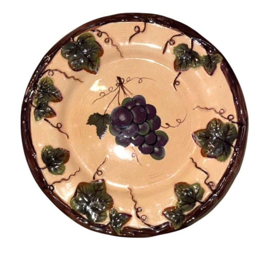 Handpainted Grape Vine Decorative salad Ceramic Plate Pacific Rim Exclusive Chin